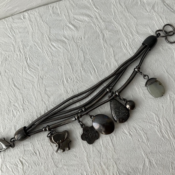 Multi Strand Charm Bracelet Featuring Elephant Charm - Picture 1 of 8